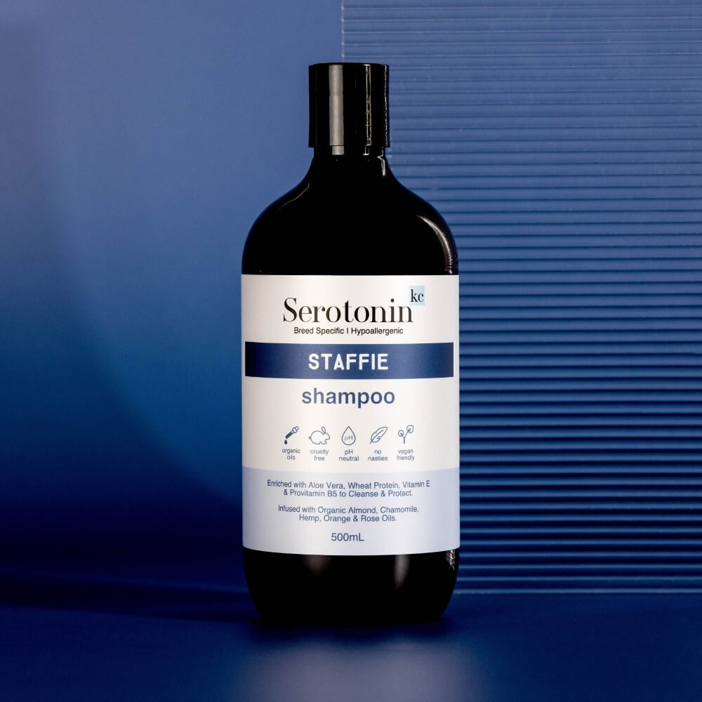 Hypoallergenic Staffy shampoo. Ultra Gentle. the best dog shampoo for Staffys with sensitive skin