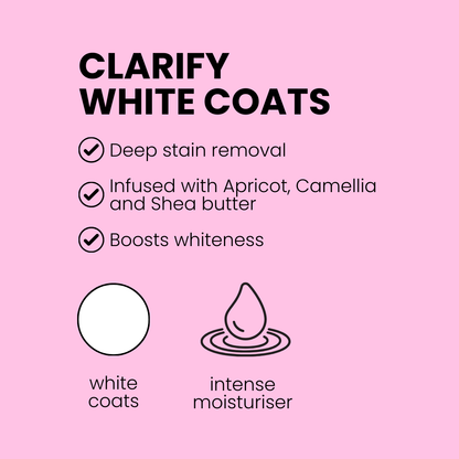 Clarify white coats deep stain removal boosts natural whiteness of white dogs