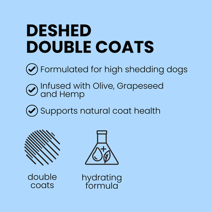 Deshedding double coats for high shedding dogs shampoo groomers