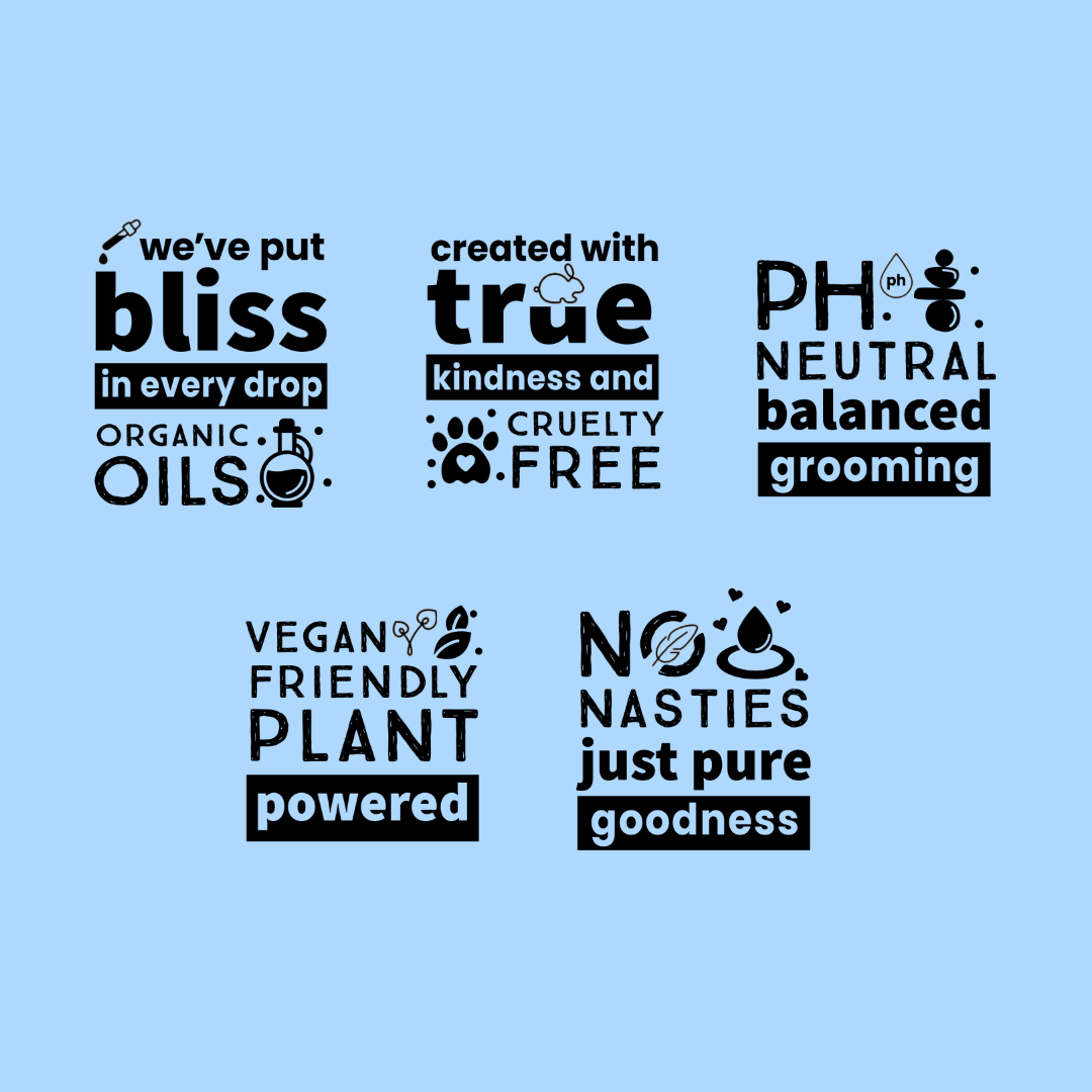 Organic oils cruelty free ph neutral vegan no nasties logos
