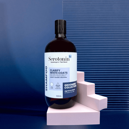 Bottle of SerotoninKC Groomers Collection Clarify White Coats Shampoo