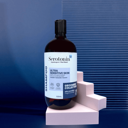 Bottle of SerotoninKC Groomers Collection Soothe Sensitive Itchy Skin Shampoo
